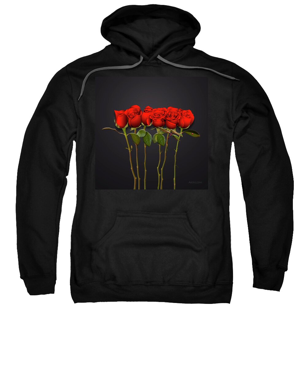 Red Roses Sweatshirt featuring the painting Red Roses by David Arrigoni