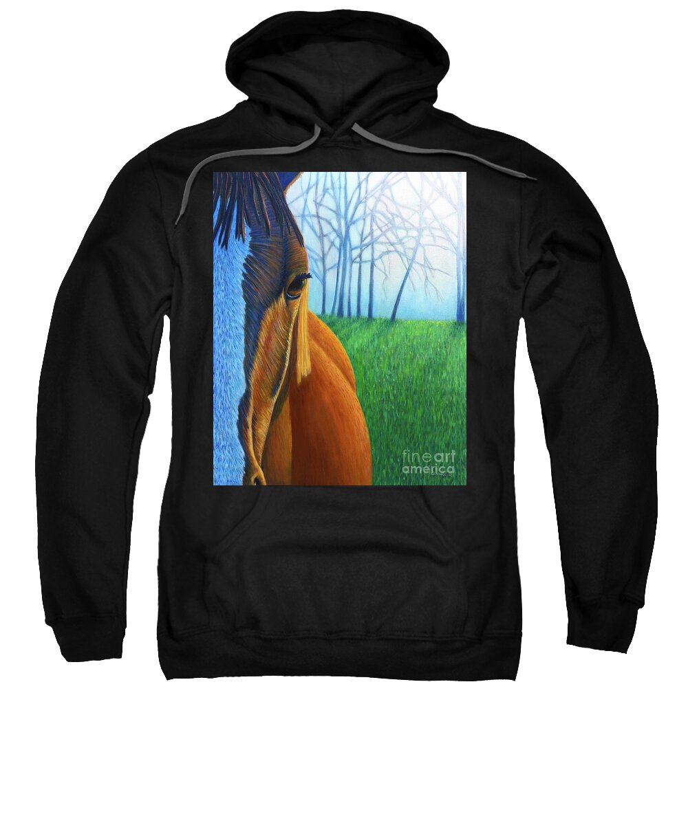Horse Sweatshirt featuring the painting Remember by Brian Commerford