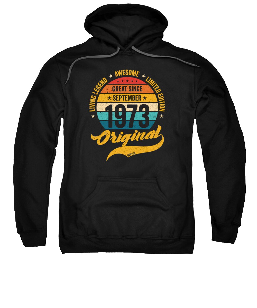 50th Bday Sweatshirt featuring the digital art Retro 50 Years September 1973 Birthday Vintage Bday Classic by Toms Tee Store