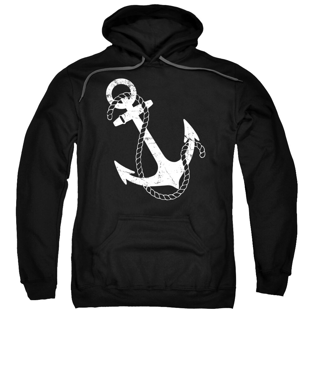 Funny Sweatshirt featuring the digital art Retro Nautical Anchor by Flippin Sweet Gear