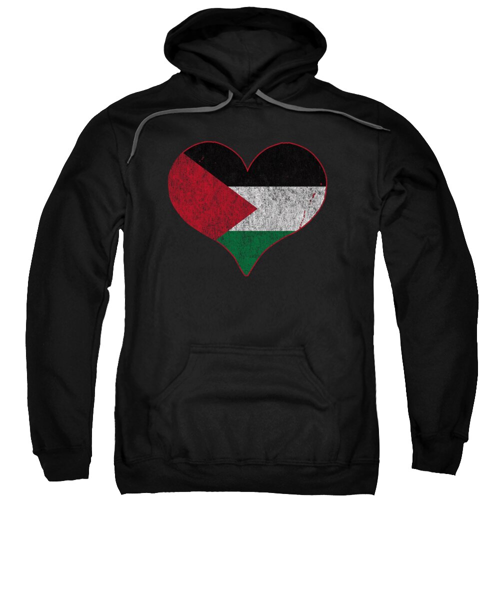 Palestine Sweatshirt featuring the digital art Retro Palestine Flag Heart by Flippin Sweet Gear
