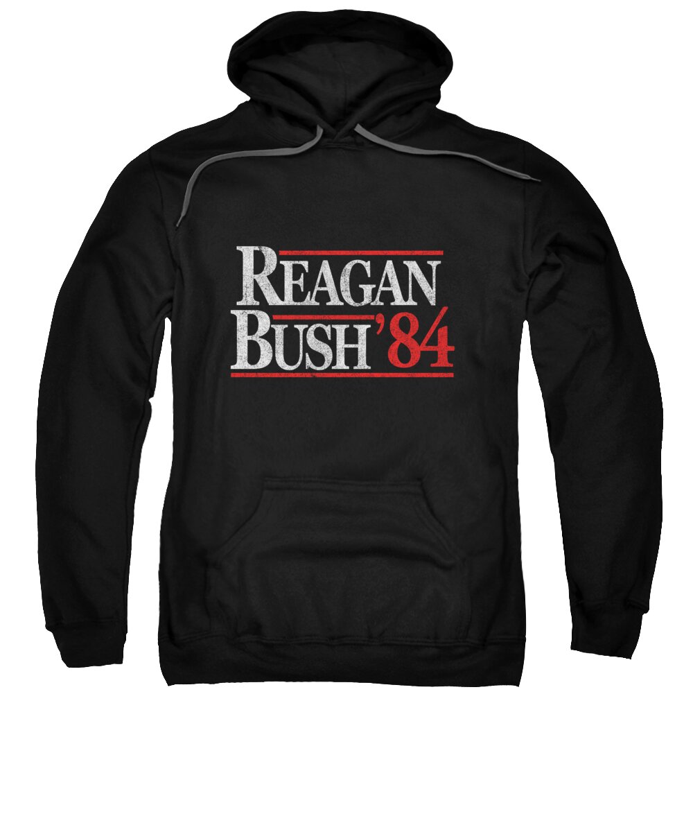 Funny Sweatshirt featuring the digital art Retro Reagan Bush 1984 by Flippin Sweet Gear