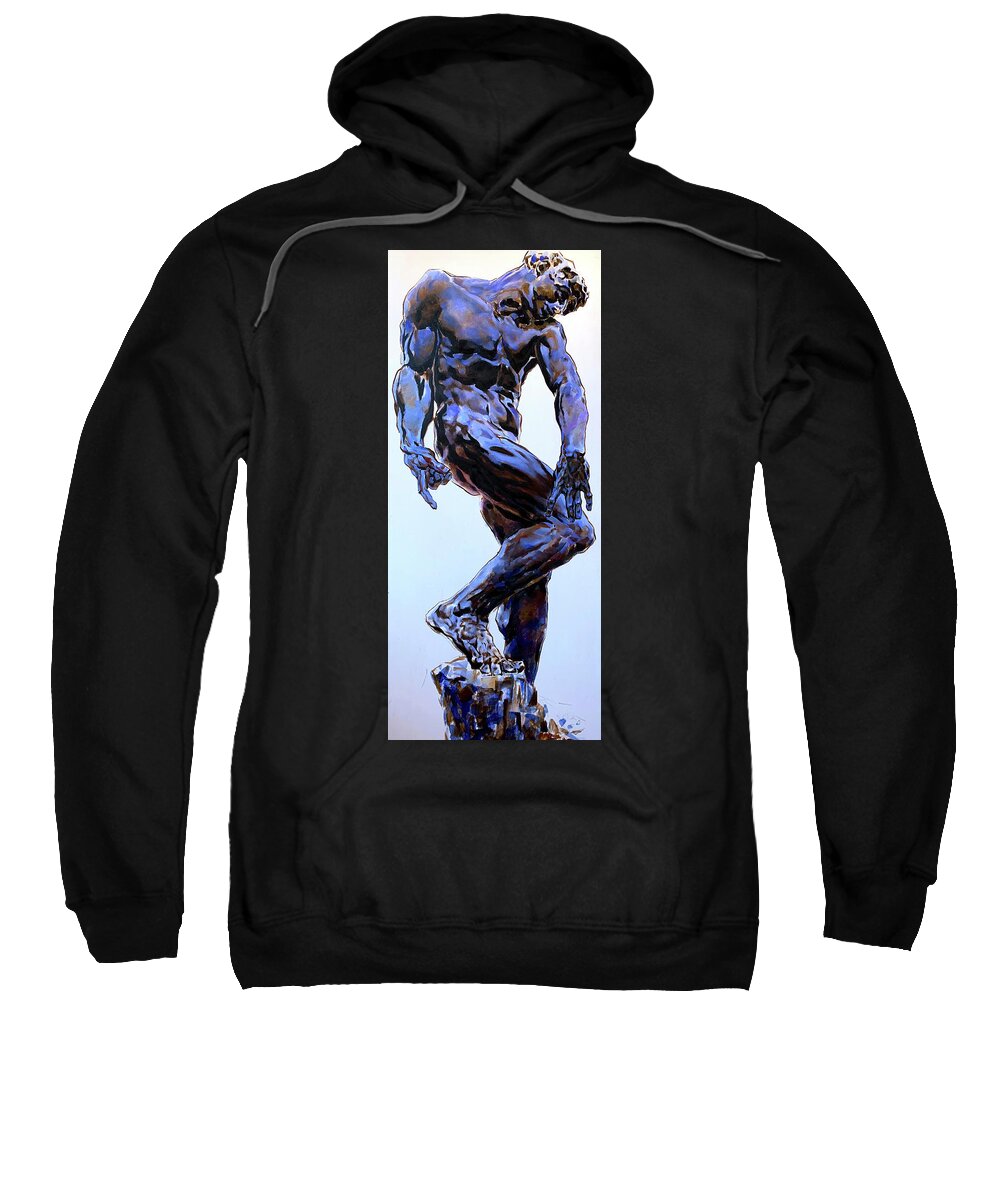Hercules Sweatshirt featuring the painting Rodin by Valeriy Mavlo