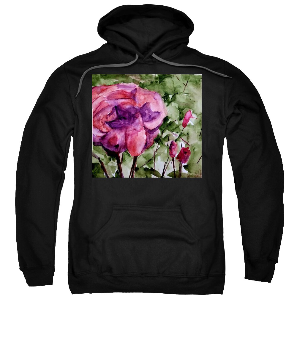 Gardens Sweatshirt featuring the painting Rose buds by Julie TuckerDemps