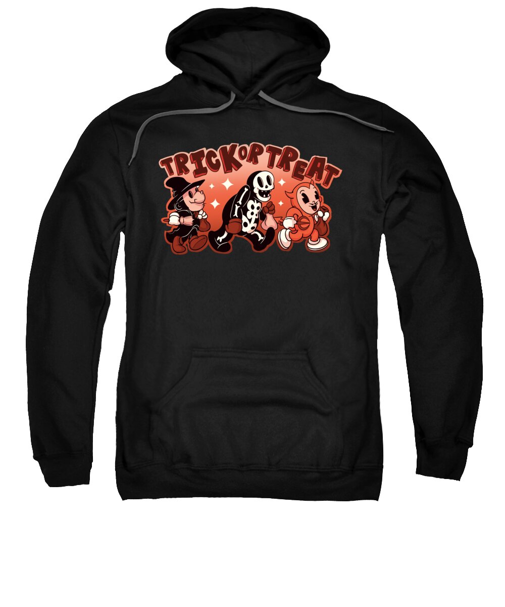 Rubber Hose Sweatshirt featuring the drawing Rubber Hose Trick Or Treat by Ludwig Van Bacon