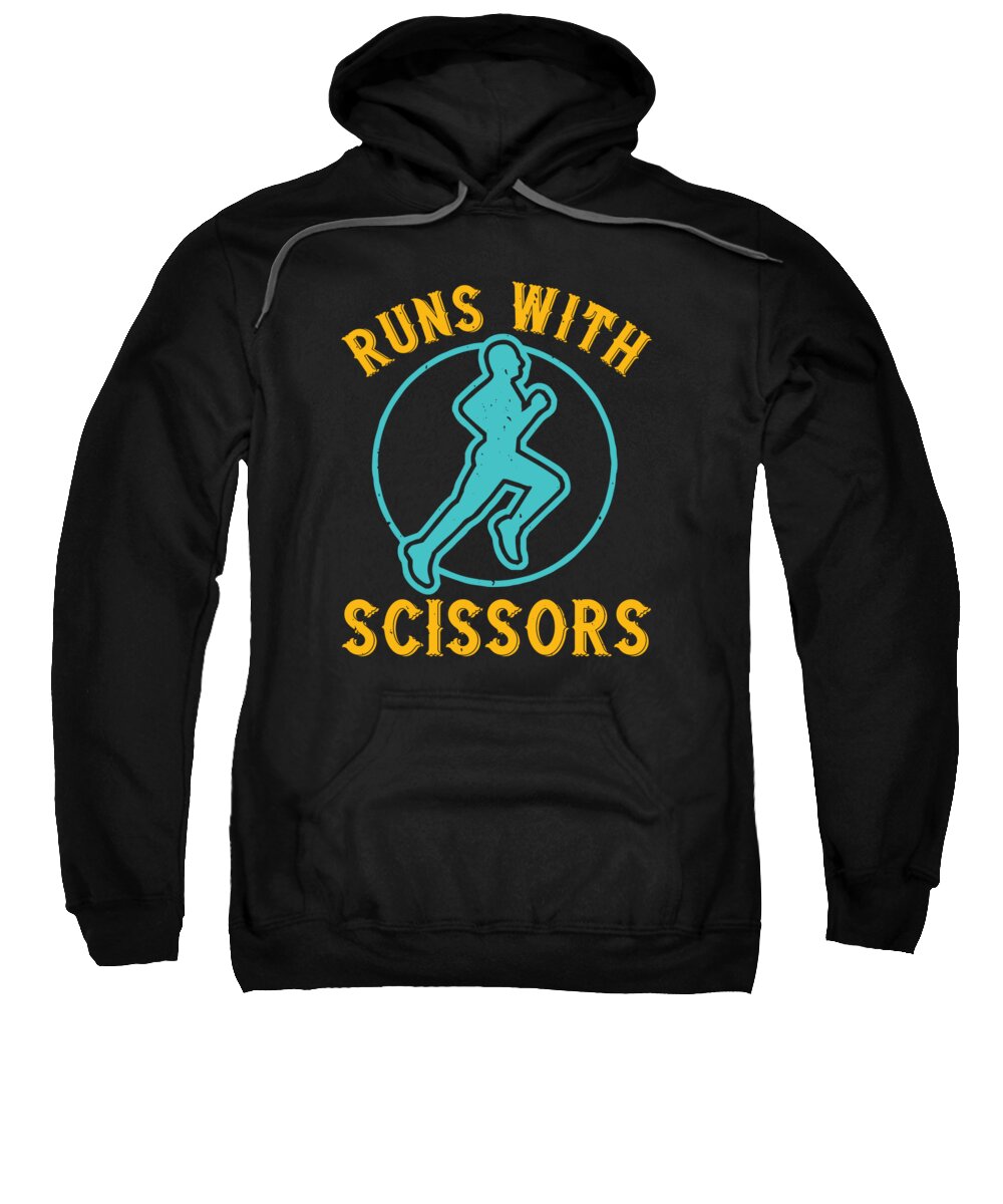 Running Sweatshirt featuring the digital art Run with scissors by Jacob Zelazny