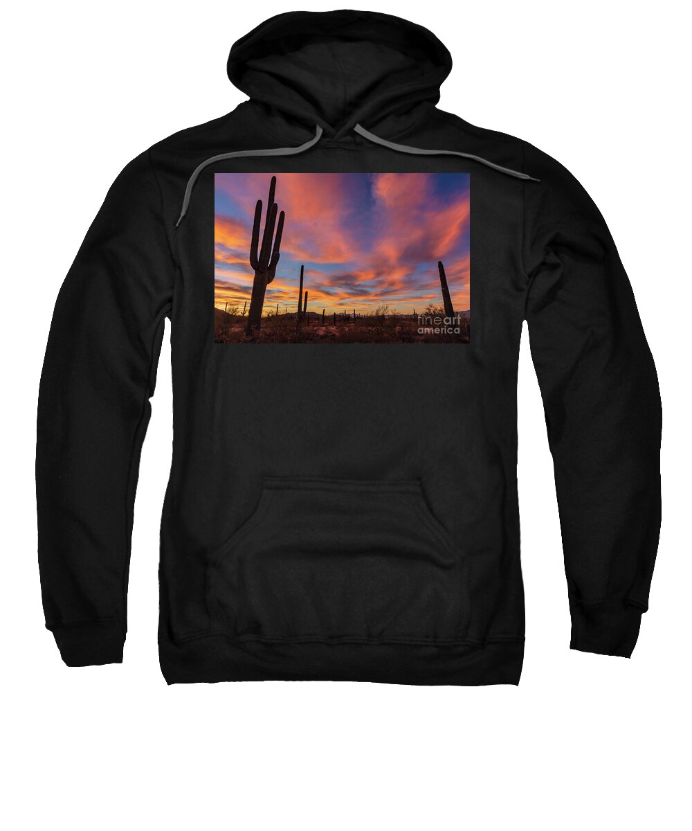 Landscape Sweatshirt featuring the photograph Saguaro Sunrise by Seth Betterly