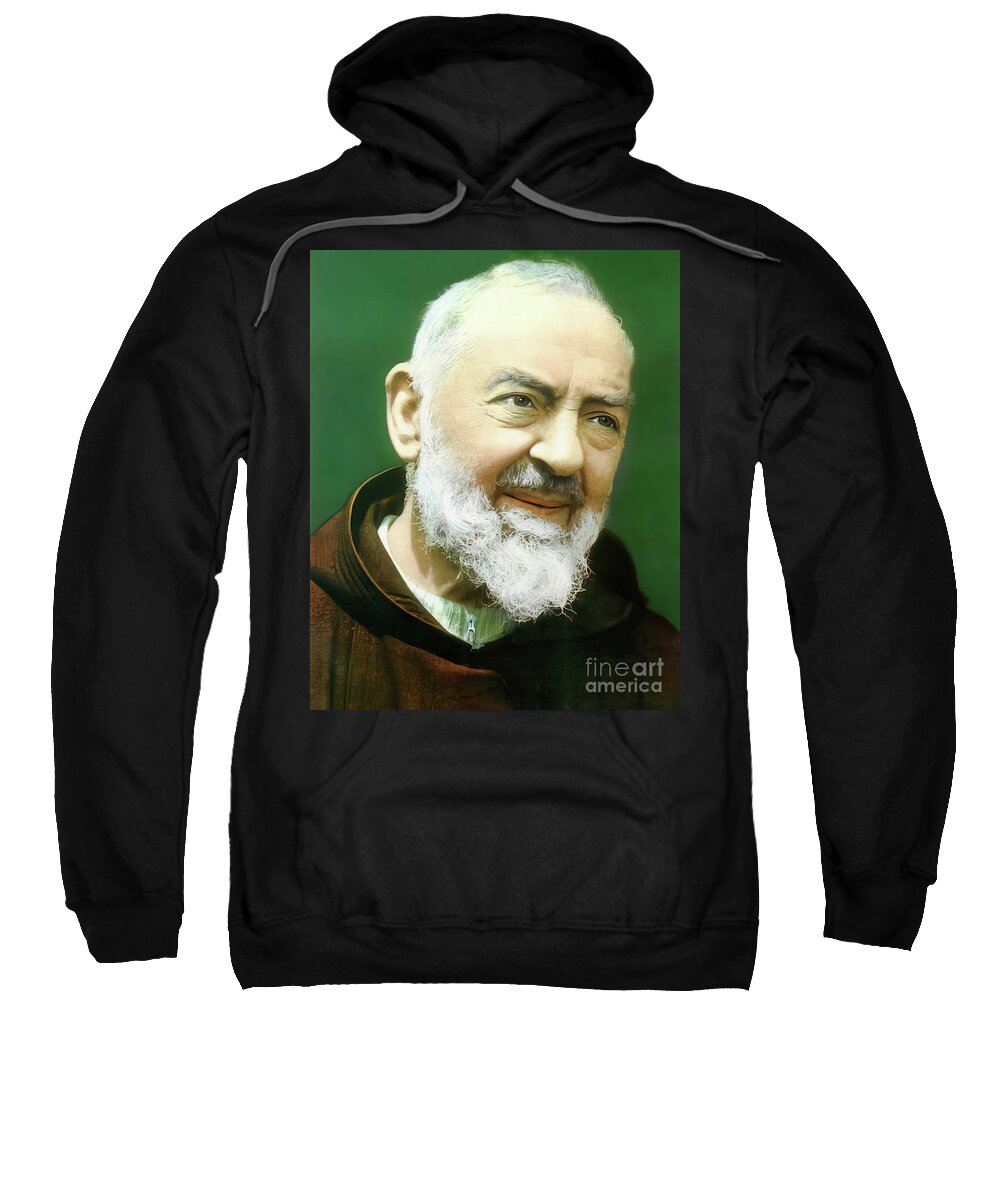 Padre Pio Sweatshirt featuring the painting Saint Padre Pio by Tina LeCour