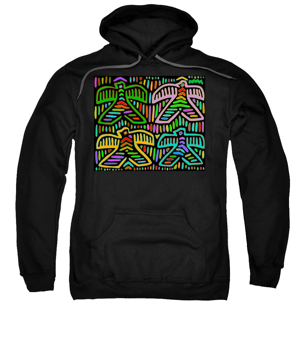 San Blas Island Sweatshirt featuring the digital art San Blas Pajaros by Vagabond Folk Art - Virginia Vivier