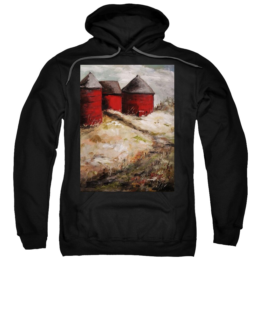 Farm Sweatshirt featuring the painting Silos by John Williams