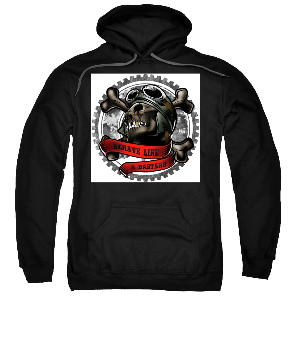 Motorcycle Sweatshirt featuring the digital art Skull with Crossed Bones by Long Shot