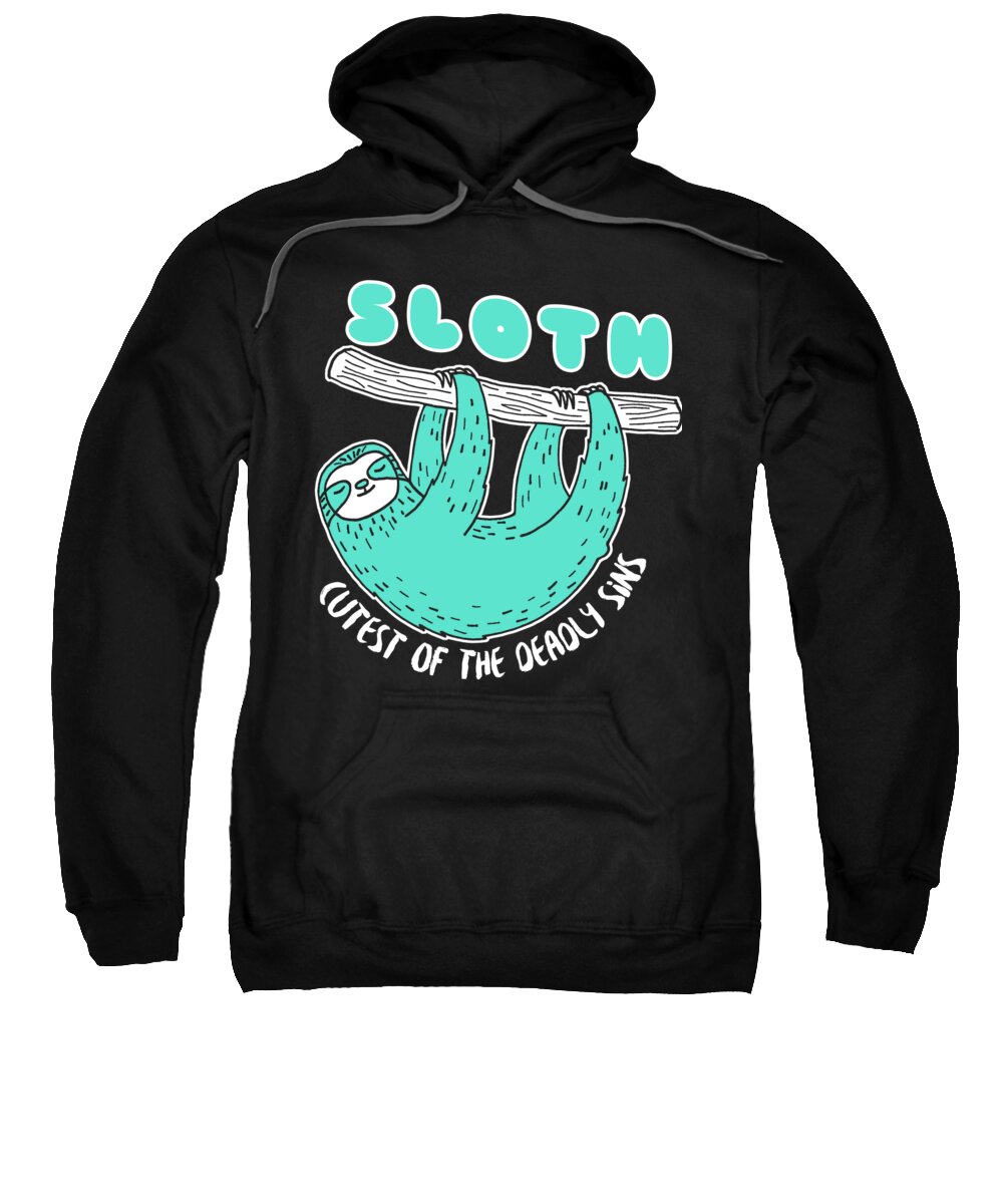 Sloth Funny Sweatshirt featuring the digital art Sloth Cutest Of The Deadly Sins by Jacob Zelazny