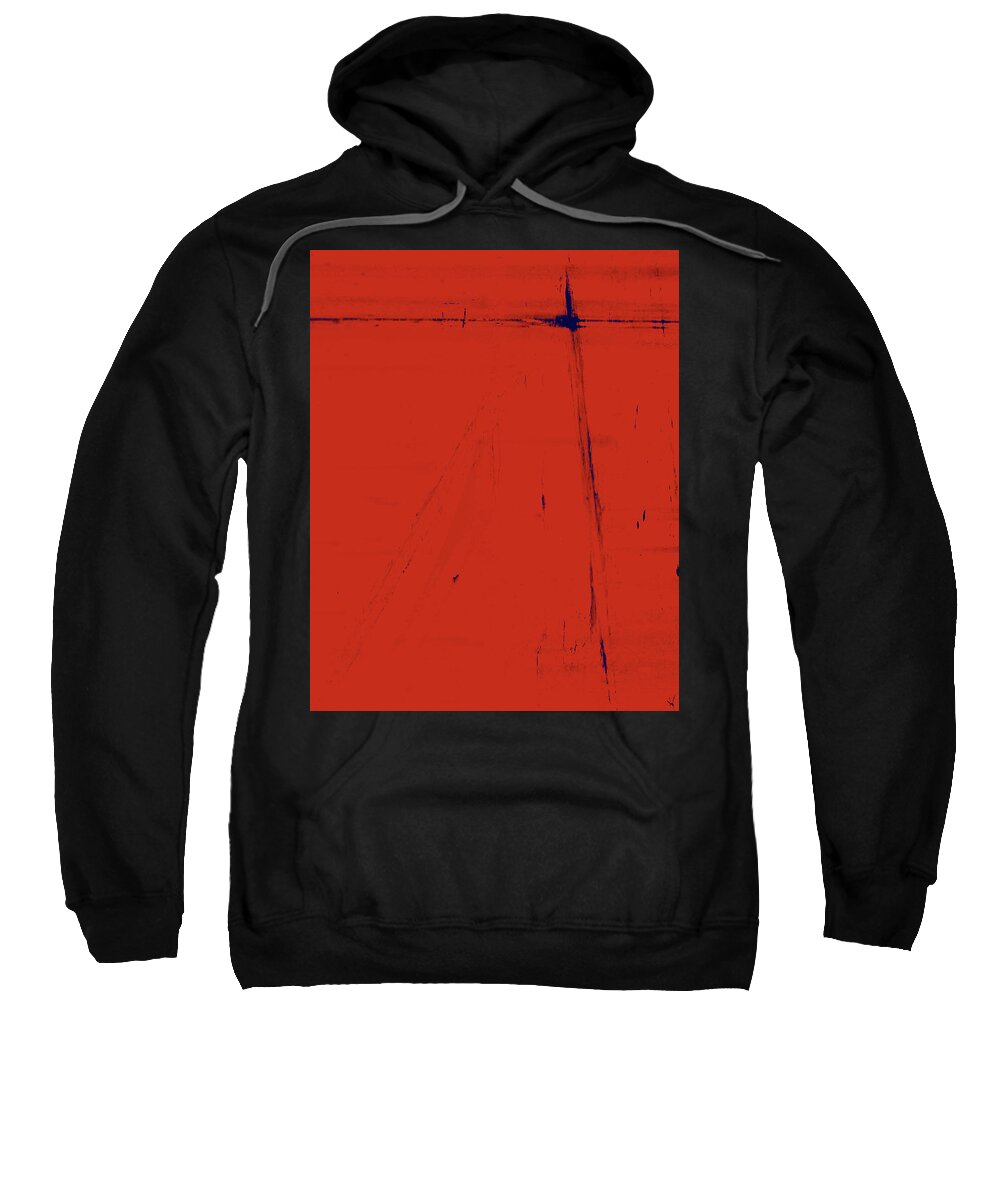 Abstract Sweatshirt featuring the digital art Solitude In Red - Part 3 by Ken Walker