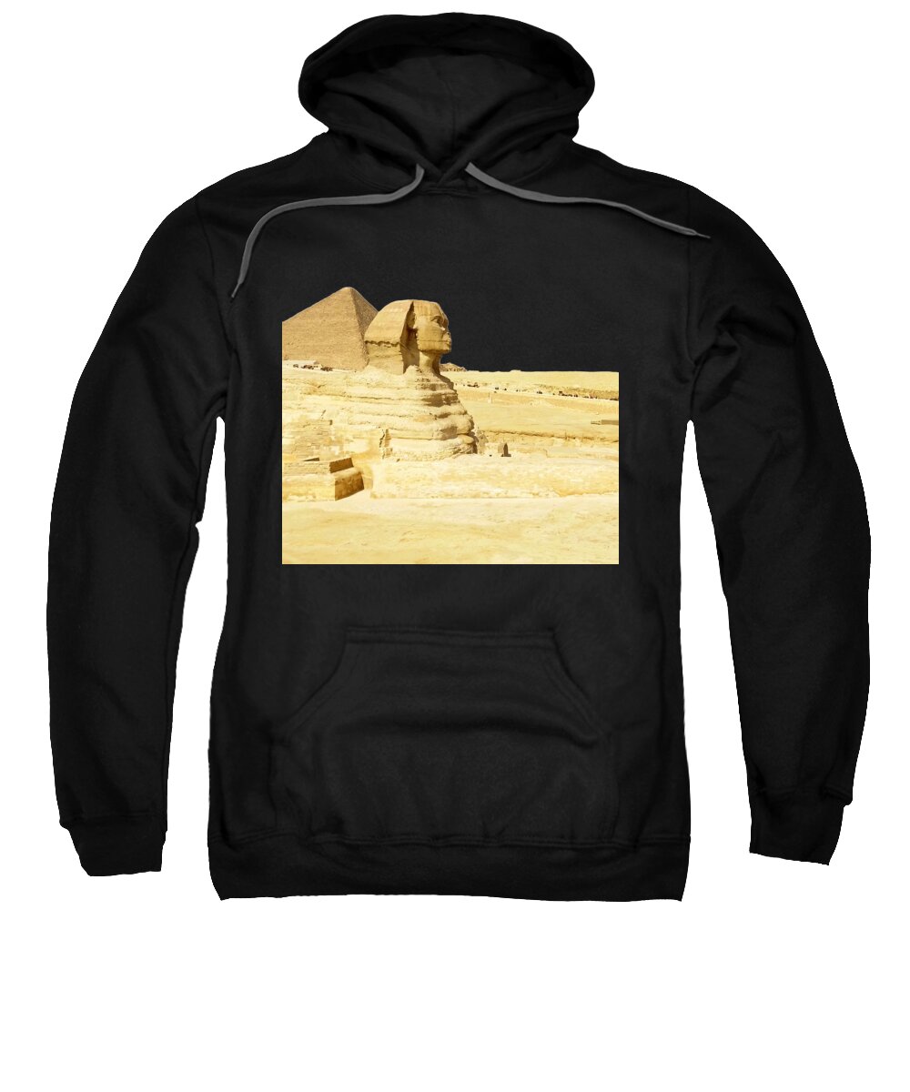 Pyramid Sweatshirt featuring the photograph Stone Face with Pyramid by Munir Alawi