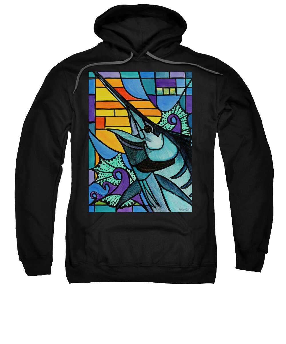 Marlin Sweatshirt featuring the painting Sunday Morning Marlin by Steve Shaw