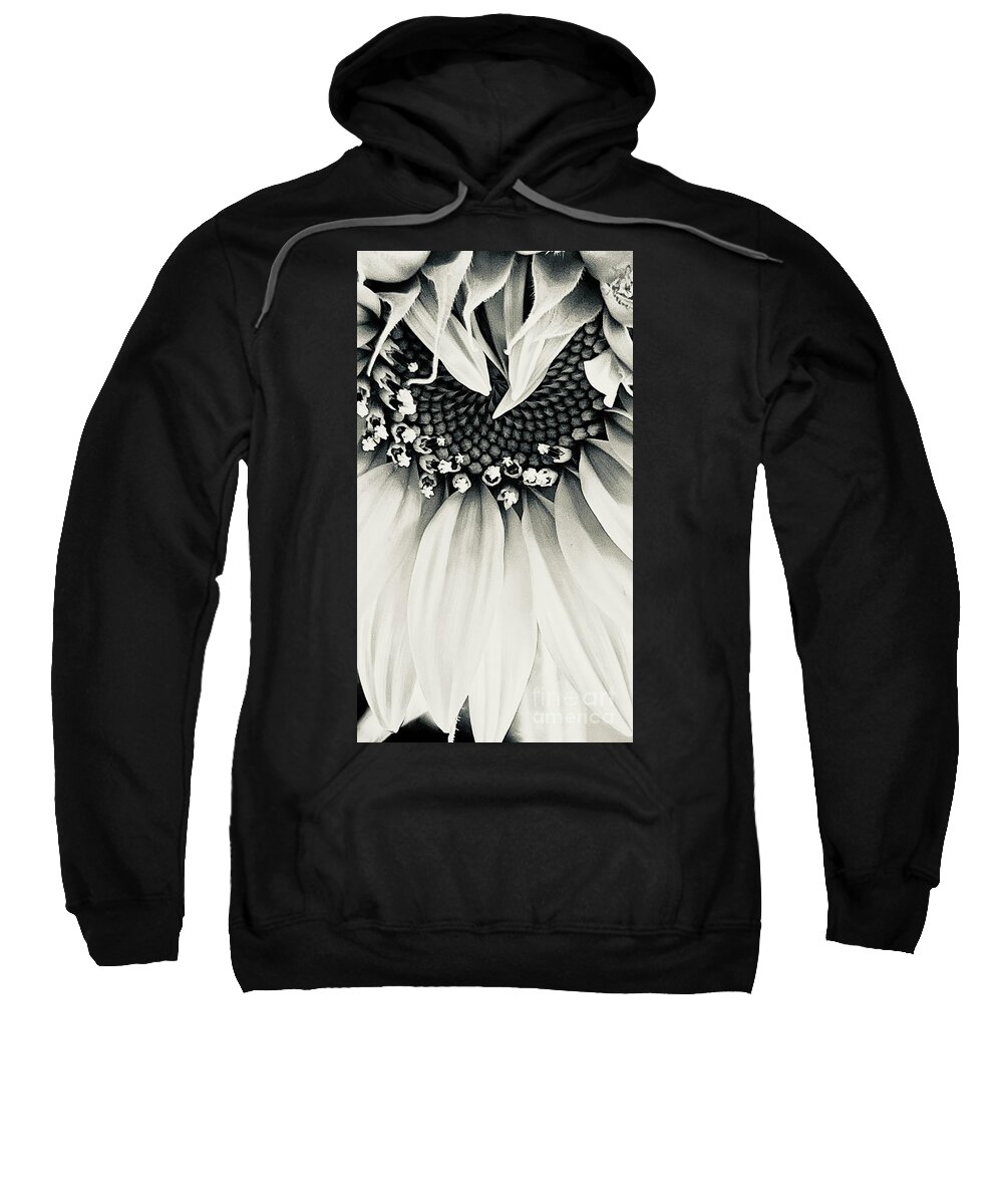 Sunflower Seed Black White B&w Sweatshirt featuring the photograph Sunflower Surprise by Eileen Gayle
