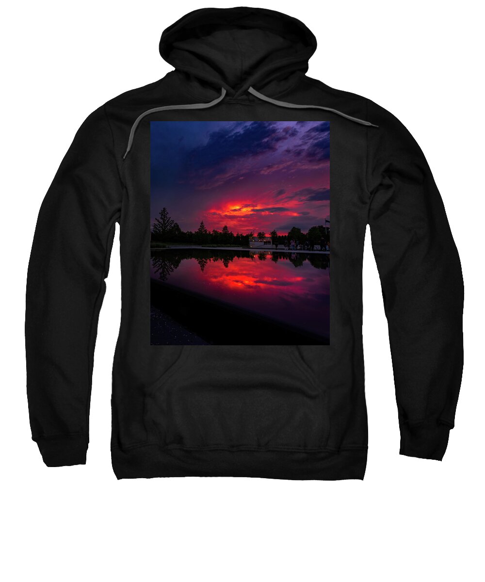 Pool Sweatshirt featuring the photograph Sunset Red Reflection by Dee Potter