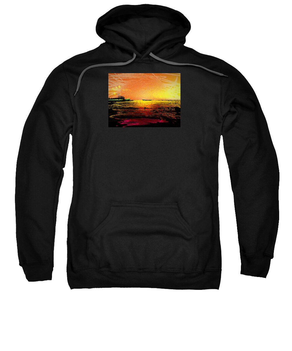 Sunset Waters Sweatshirt featuring the digital art Sunset Waters 2 by Aldane Wynter