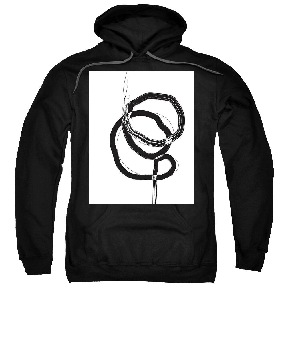 Swirling Sweatshirt featuring the painting Swirling in Black and White by Nancy Merkle