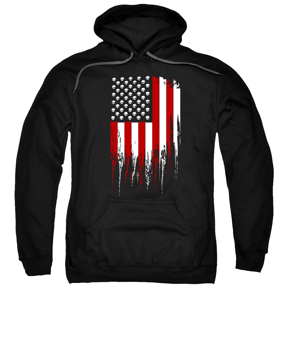 Veterans Day Sweatshirt featuring the digital art Tactical Skull American Flag by Jacob Zelazny