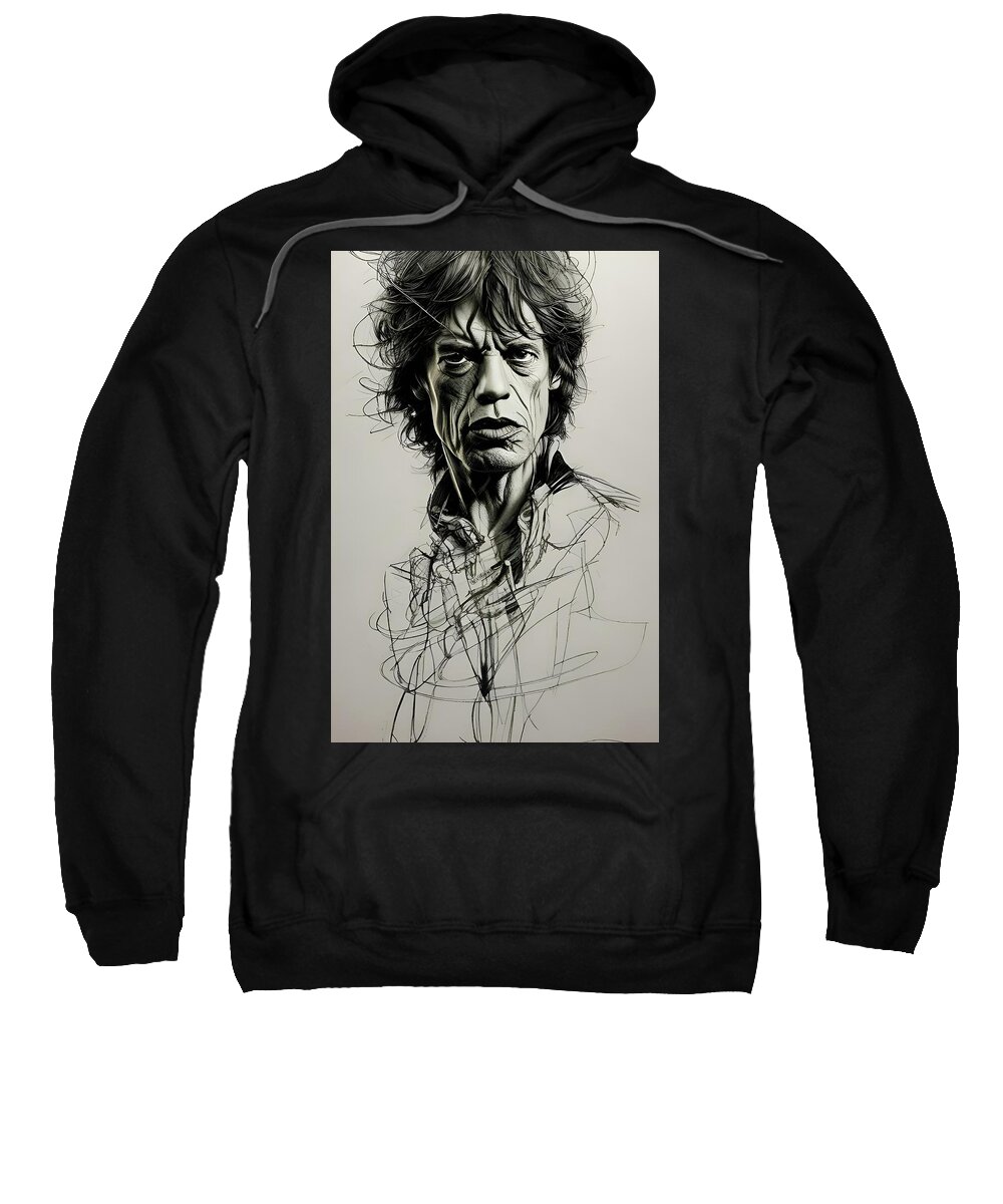 Mick Jagger Sweatshirt featuring the digital art Tattoo You - Mick Jagger by Fred Larucci