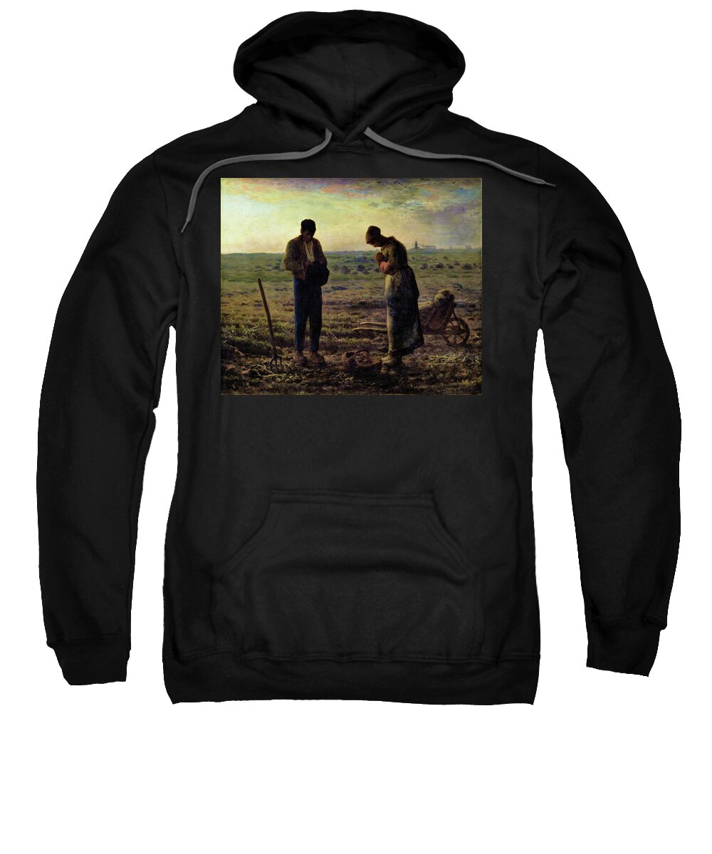 Jean-francois Millet Sweatshirt featuring the painting The Angelus - Digital Remastered Edition by Jean-Francois Millet
