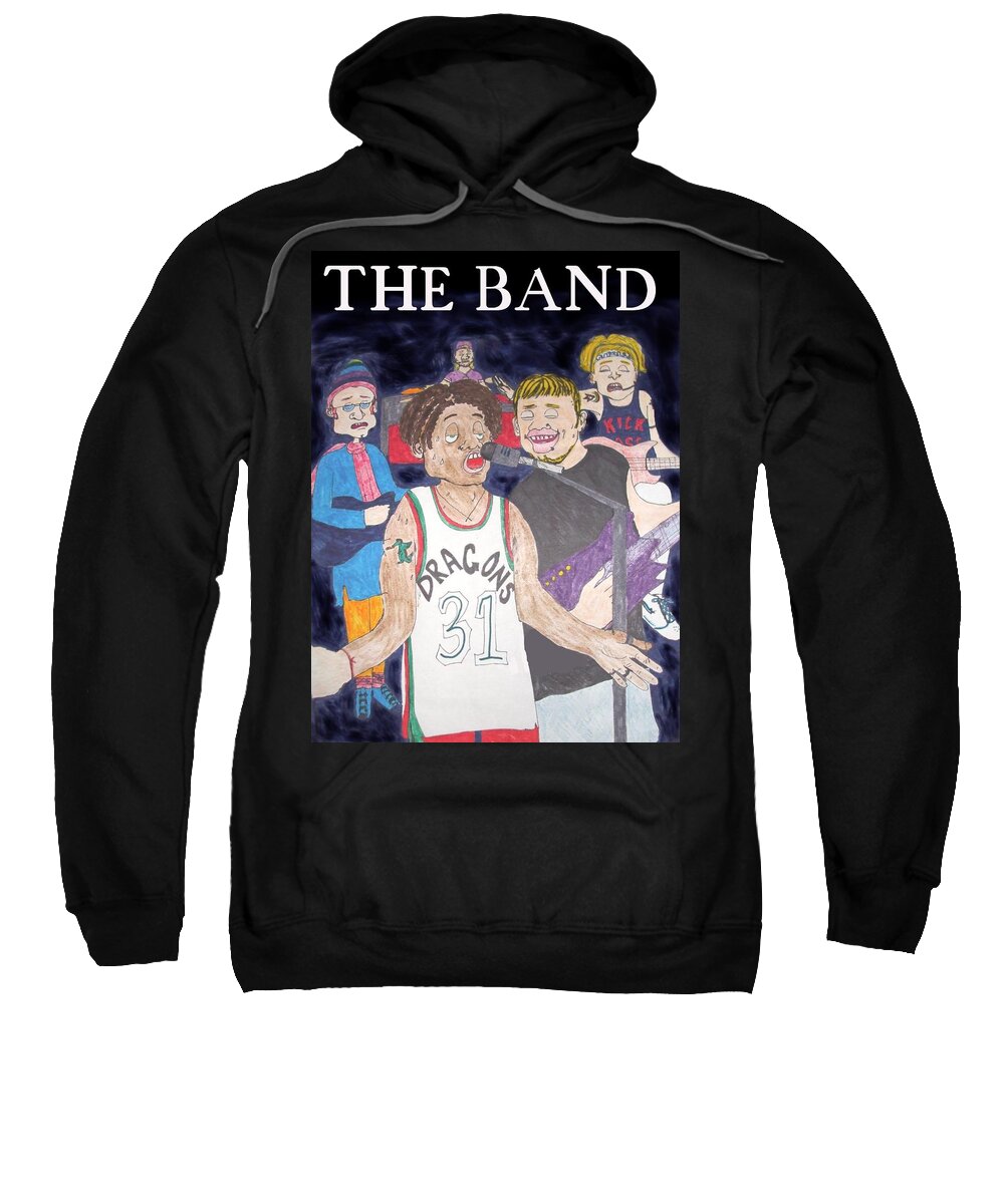 Music Sweatshirt featuring the drawing The Band Dragon Music by Pharris Art