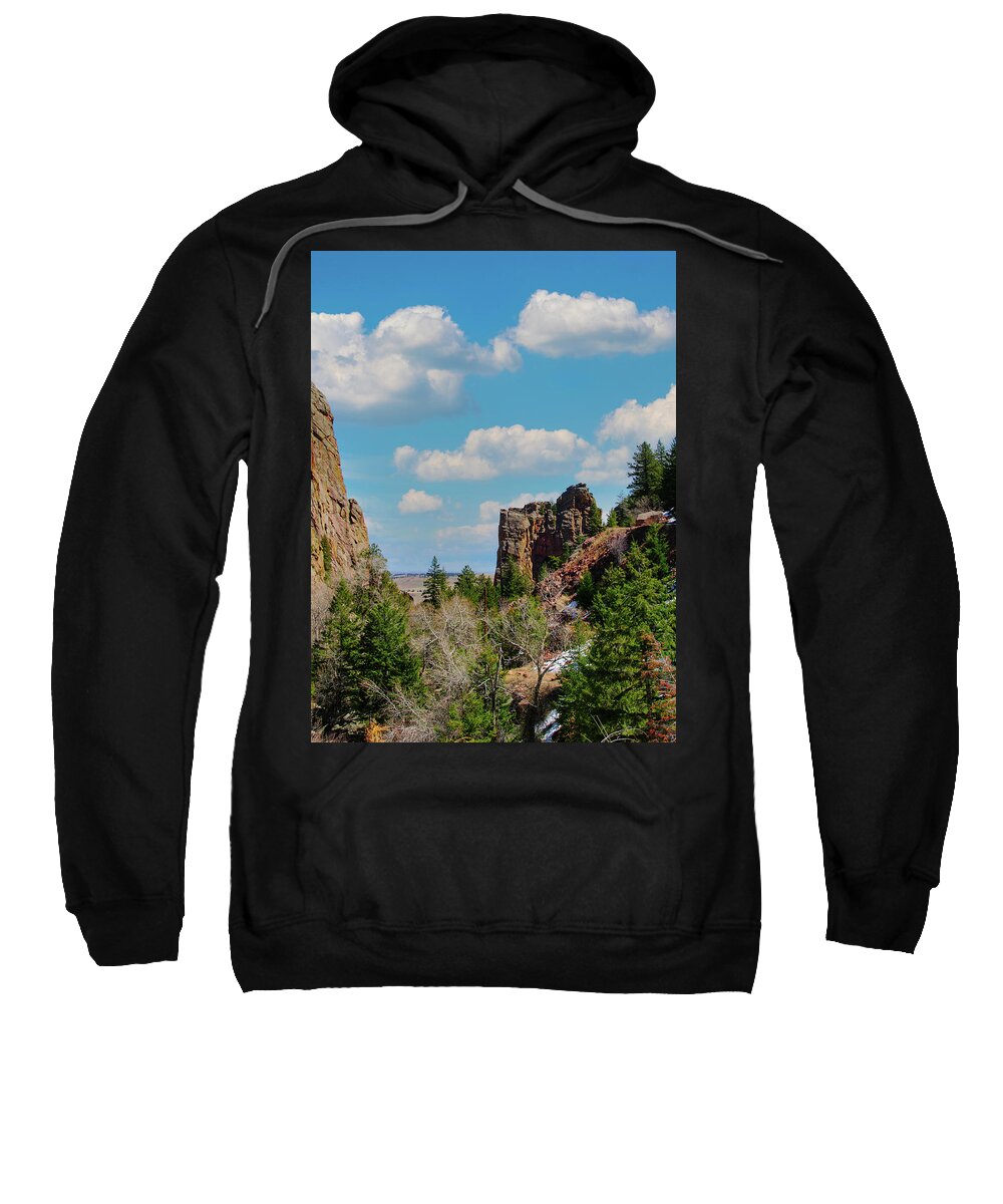 Rock Climber Sweatshirt featuring the photograph Eldorado Canyon State Park,The Bastille by Tom Potter