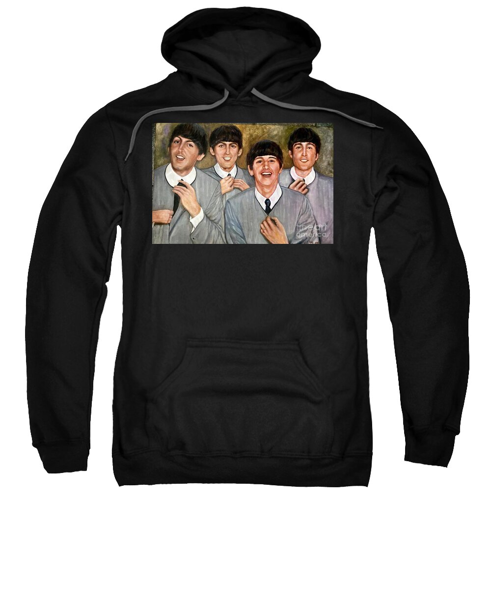 Beatles Sweatshirt featuring the painting The Beatles portrait by Leland Castro