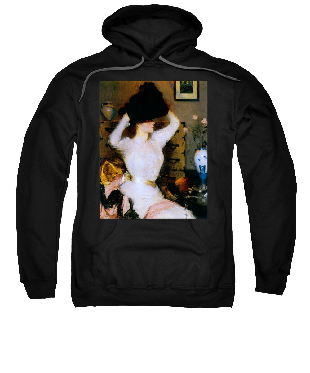 Benson Sweatshirt featuring the painting The Black Hat 1904 by Frank Benson