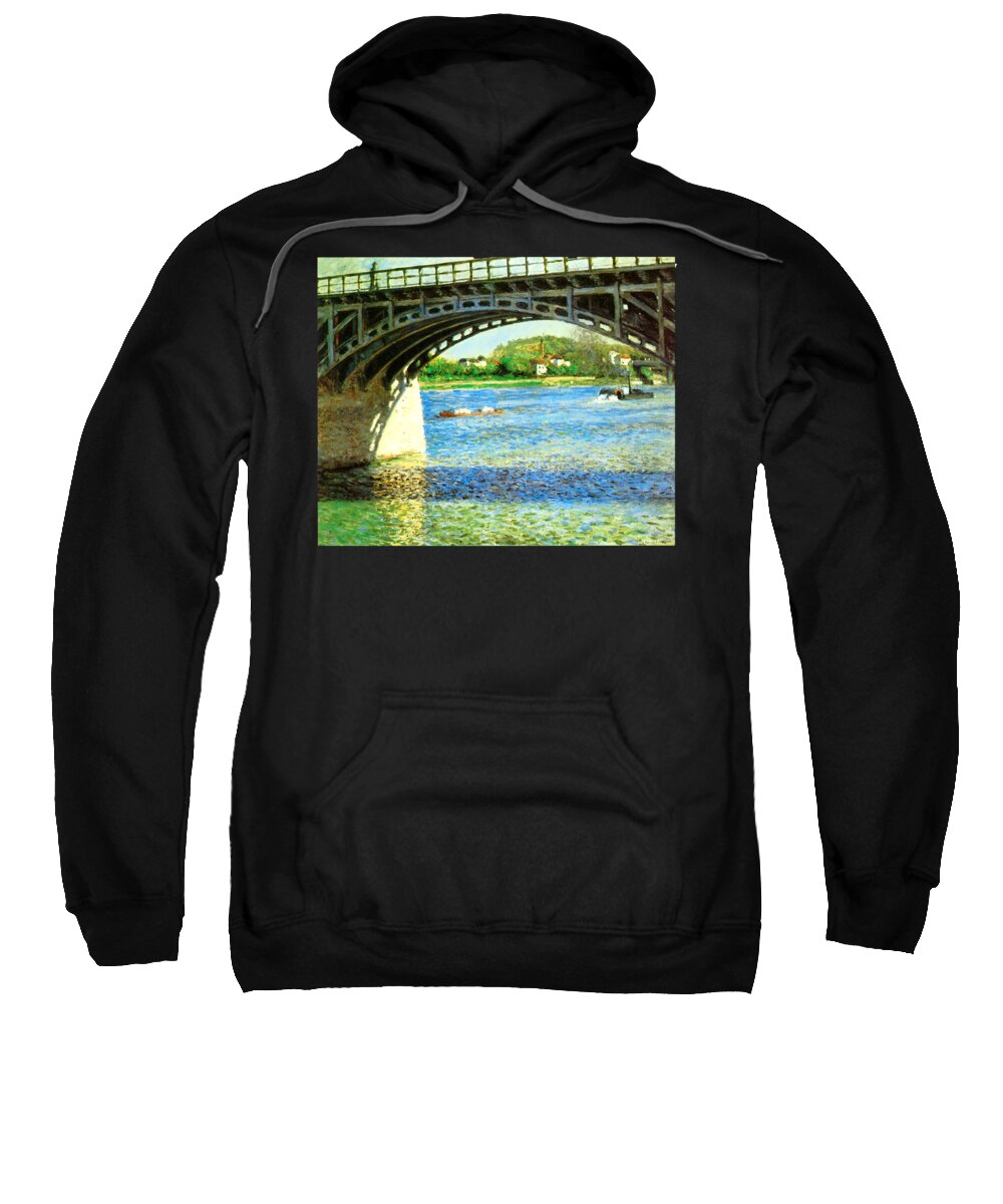 Gustave Caillebotte [1848–94]; The Bridge At Argenteuil And The Seine; 1885 Sweatshirt featuring the painting The Bridge at Argenteuil and the Seine 1885 by Gustave Caillebotte