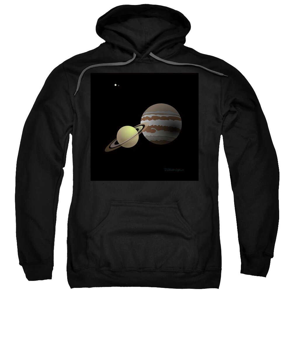 Great Sweatshirt featuring the digital art The Great Conjunction of Jupiter and Saturn by Teresamarie Yawn