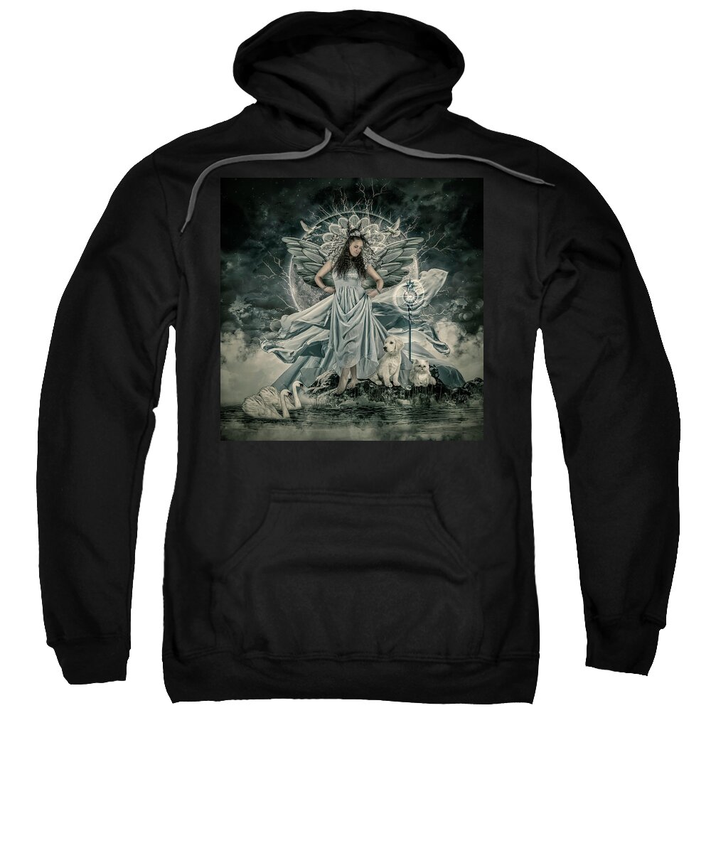 Swans Sweatshirt featuring the digital art The Guardian by Maggy Pease