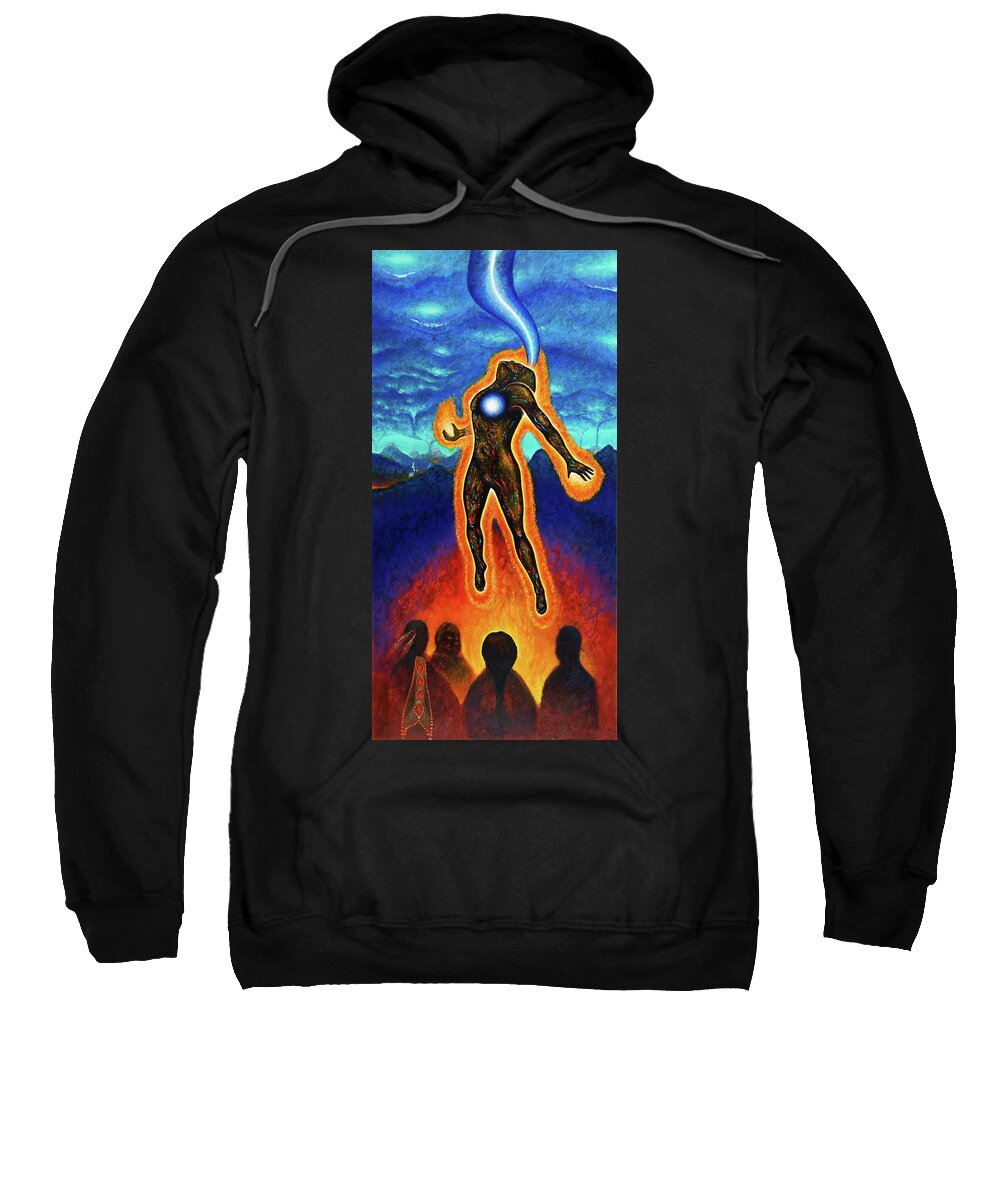 Native American Sweatshirt featuring the painting The Harvest by Kevin Chasing Wolf Hutchins