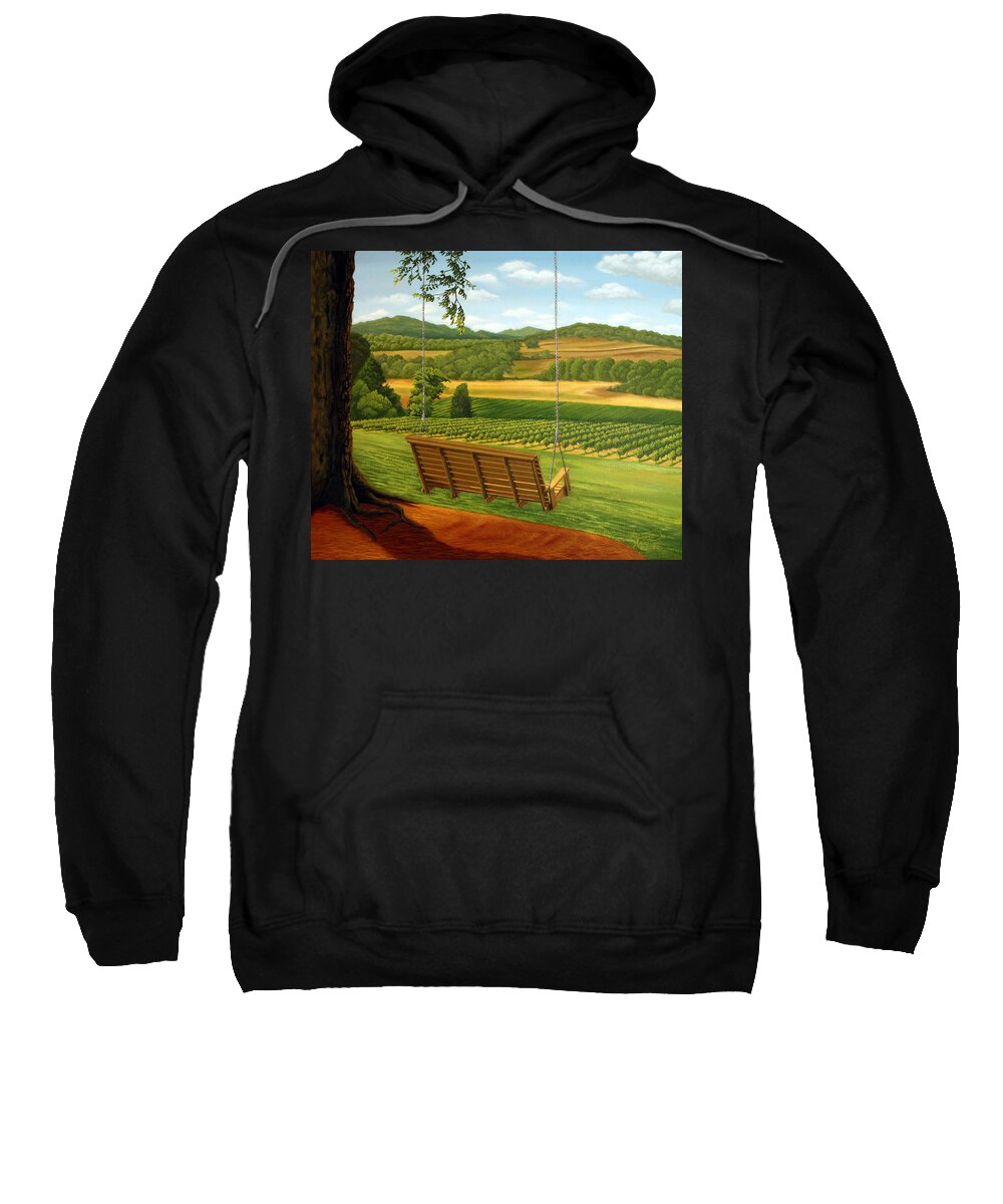 Vineyard Sweatshirt featuring the painting The Invitation by Adrienne Dye