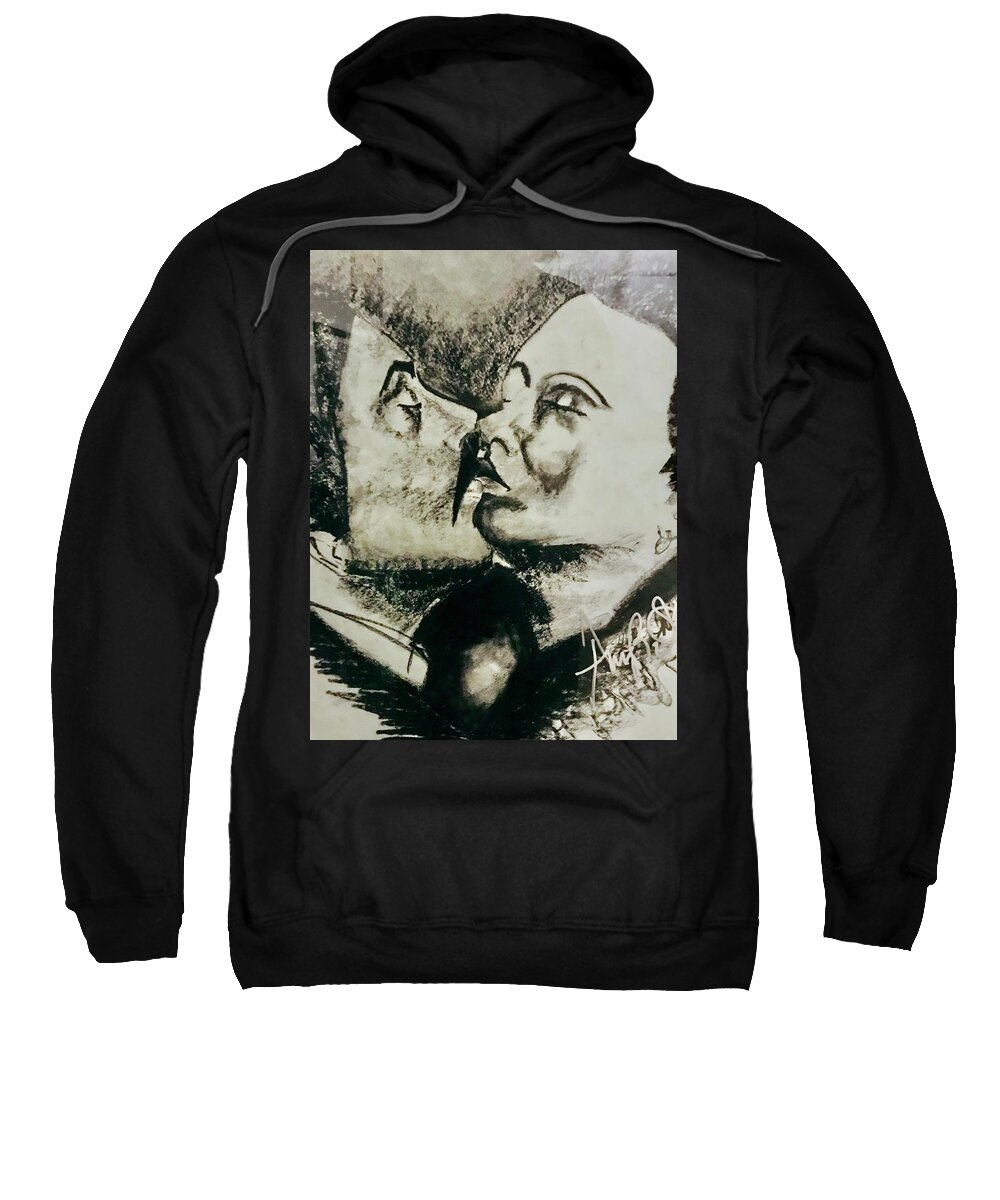  Sweatshirt featuring the drawing The Kiss by Angie ONeal