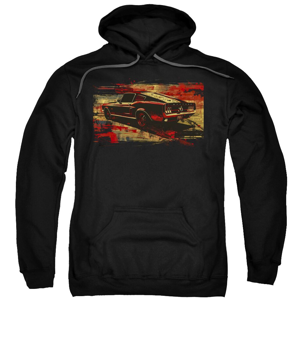: Mustang Sweatshirt featuring the digital art Mustang Fastback T-shirt - The Power Behind by Bill Posner