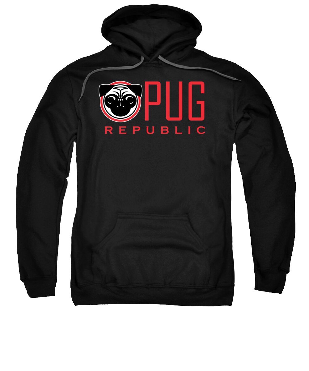 Pug Sweatshirt featuring the drawing The Pug Republic by John LaFree