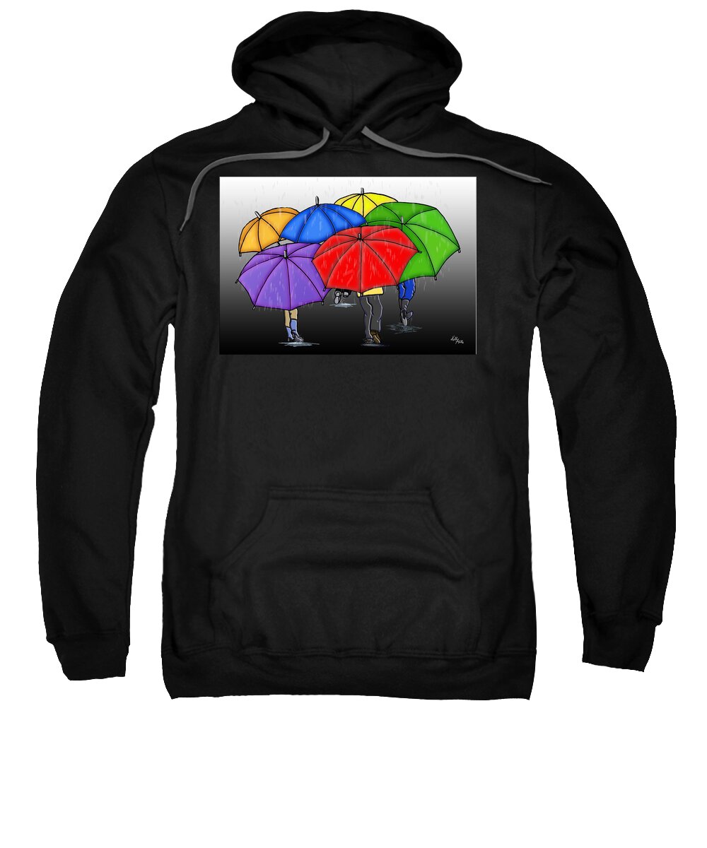 Bedroom Sweatshirt featuring the digital art The Umbrellas by Kelly Mills