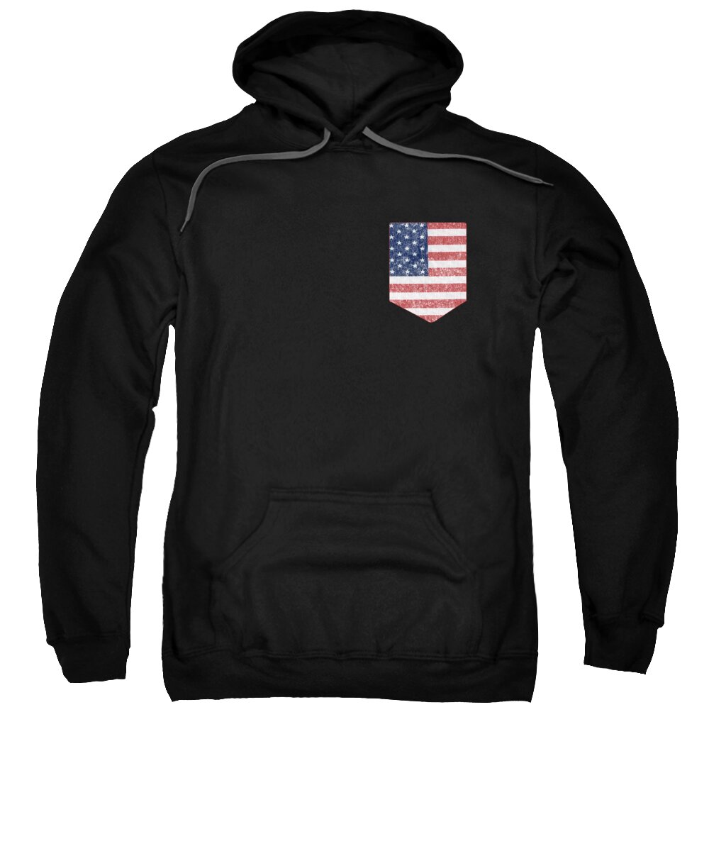 Funny Sweatshirt featuring the digital art US Pocket Flag Patriotic by Flippin Sweet Gear