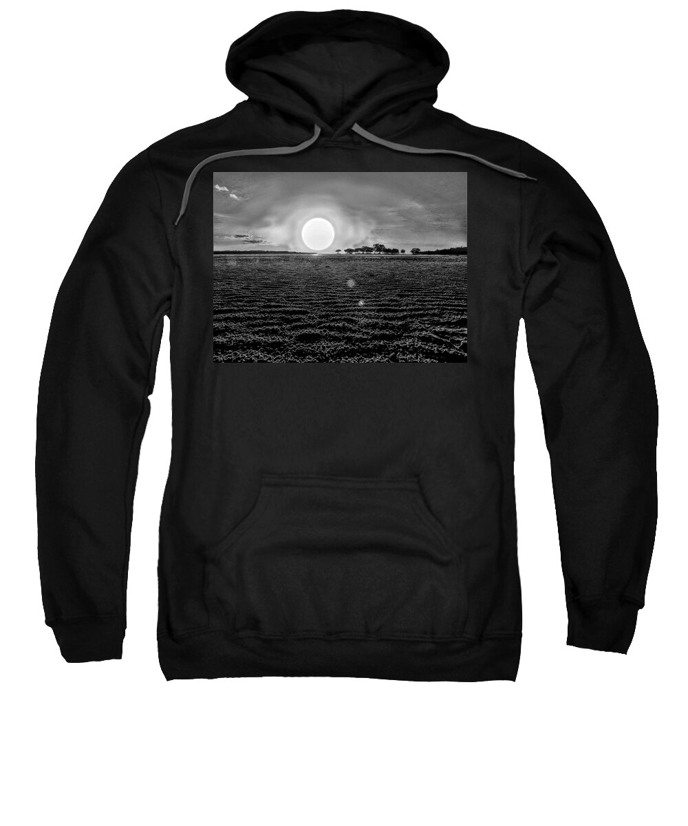 Weipa Sweatshirt featuring the photograph Weipa Large Sun Sets Black And White by Joan Stratton