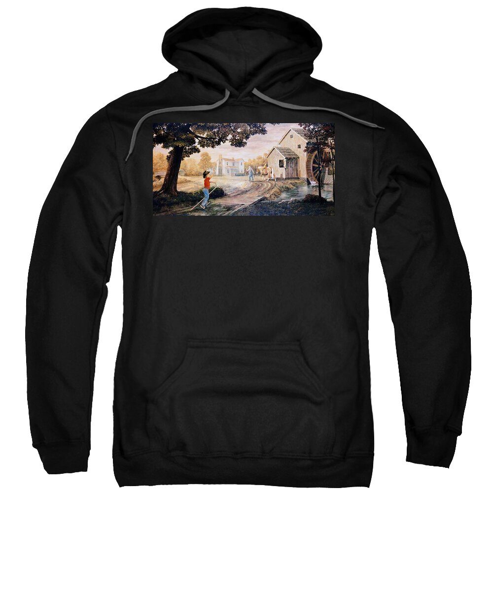 Farm Sweatshirt featuring the painting When Time Stands Still by Duane R Probus