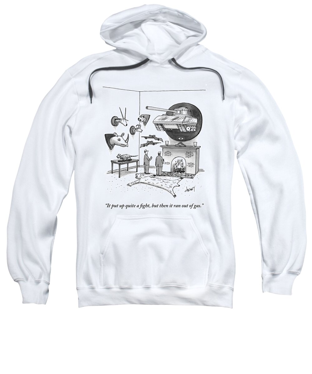 Taxidermy Sweatshirt featuring the drawing A Man Shows Another Man Various Mounted by Tom Cheney