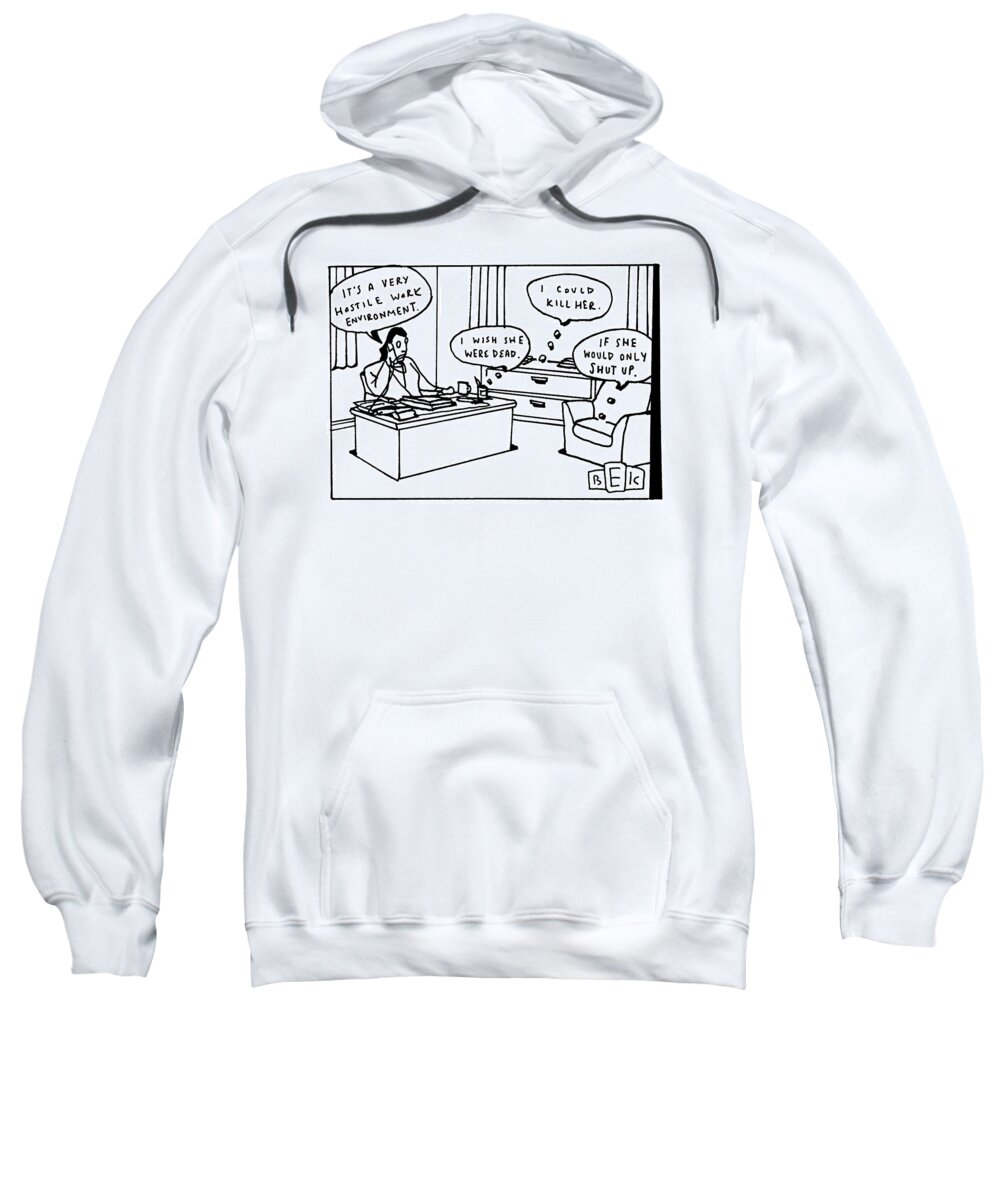 Desk Sweatshirt featuring the drawing New Yorker October 8th, 2007 by Bruce Eric Kaplan