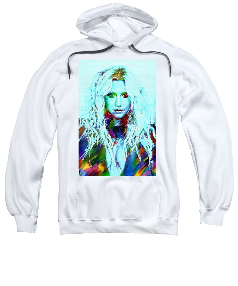 Kesha Sweatshirt featuring the mixed media Kesha by Bogdan Floridana Oana