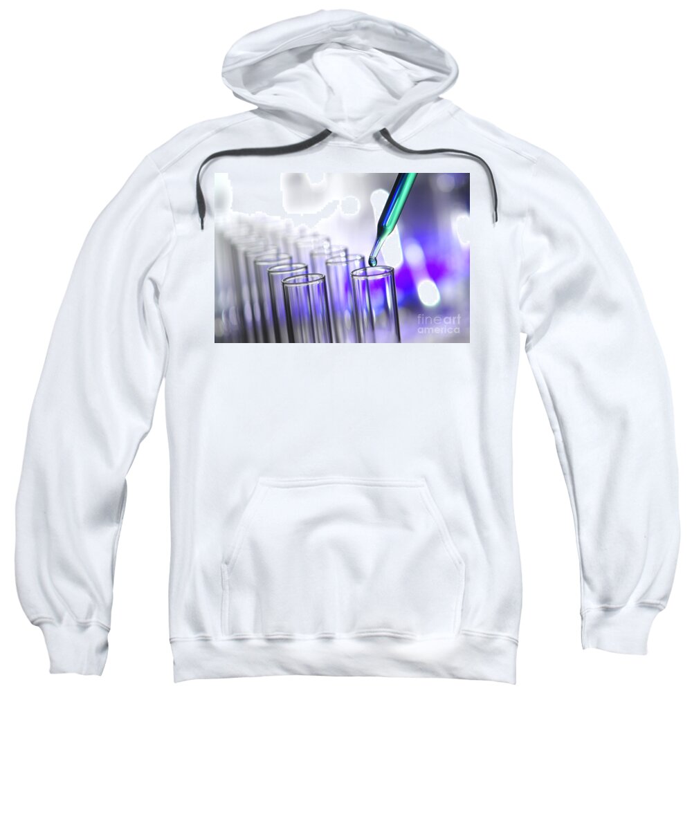 Test Sweatshirt featuring the photograph Laboratory Test Tubes in Science Research Lab #2 by Science Research Lab
