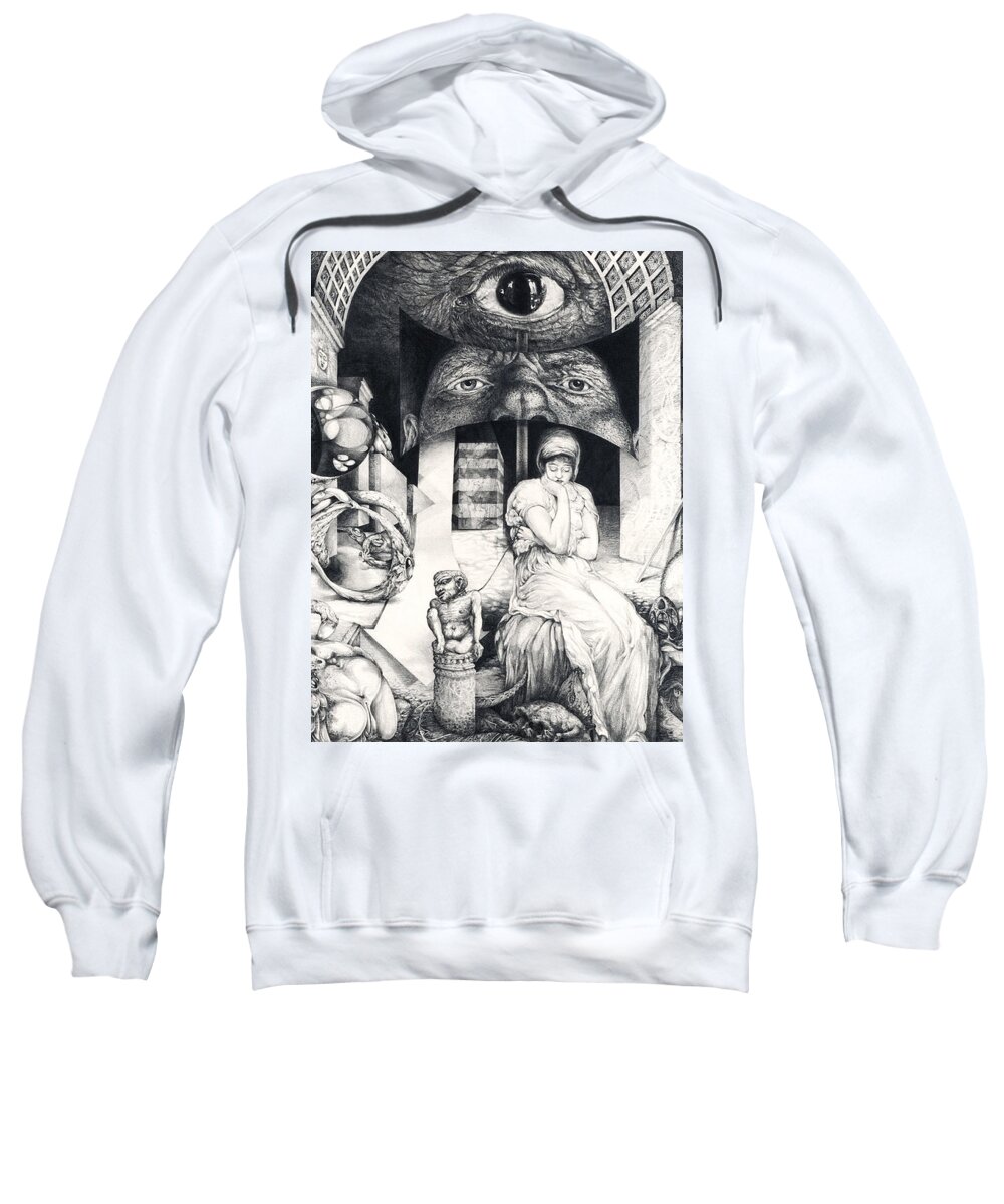 Surreal Sweatshirt featuring the drawing Vindobona Altarpiece IIi - Snakes And Ladders by Otto Rapp