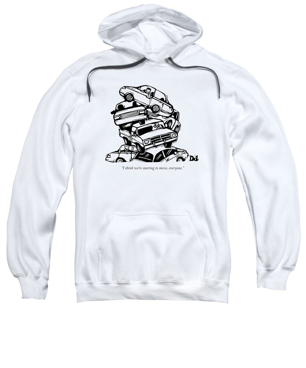 Cctk Traffic Sweatshirt featuring the drawing 6 Cars Pile On Top Of One Another by Drew Dernavich