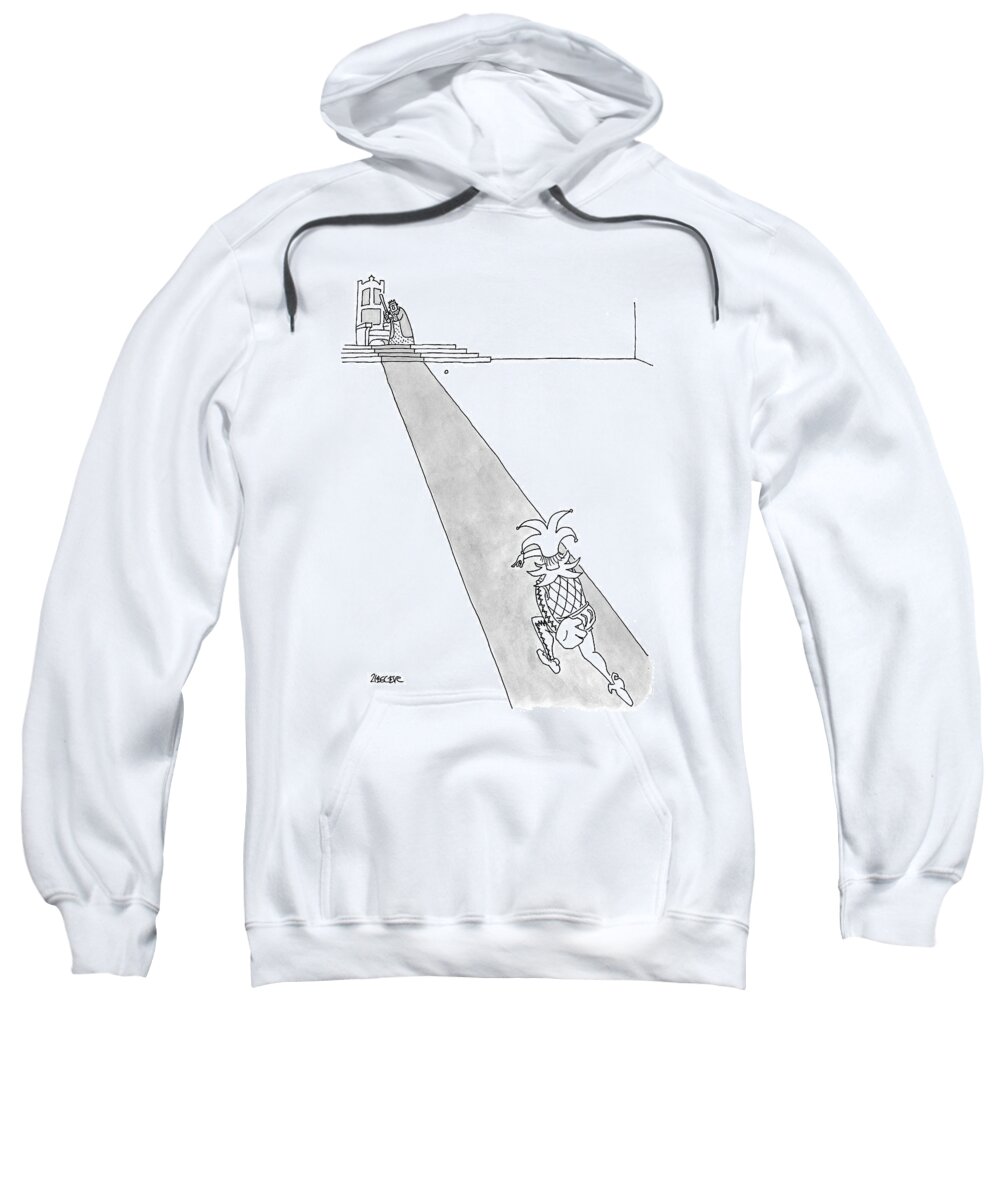 
(a Court Jester Is Throwing A Baseball To A King. The King Stands Beside His Throne Sweatshirt featuring the drawing Captionless by Jack Ziegler