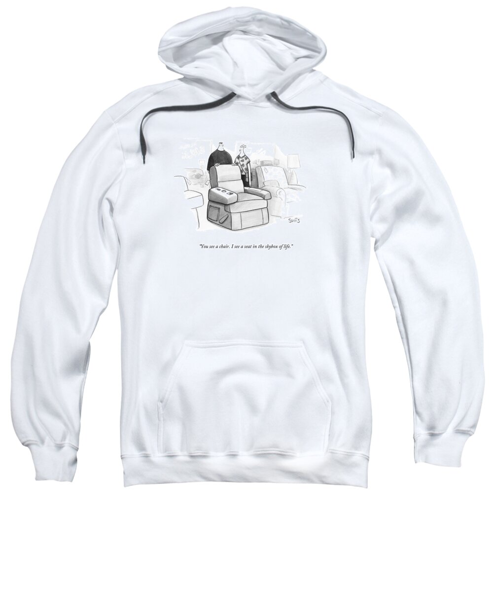 Chairs Sweatshirt featuring the drawing You See A Chair by Julia Suits